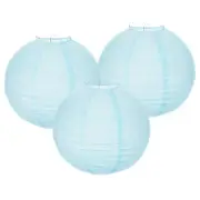 3Pcs 12 Inch Lake Blue Paper Lanterns Decorative Round Hanging Ball Lantern