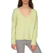 Sanctuary Women's Heather Day Glo Knitted V-Neck Be Back Later Sweater Size XS