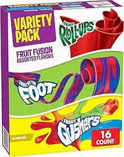 Betty Crocker Fruit Roll-Ups, Fruit by the Foot, Gushers, Snacks Variety Pack, 16 ct (Pack of 6)