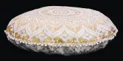 Gold Ombre Mandala Round Floor Cushion Pillow Seating Cover Indian Tapestry Boho