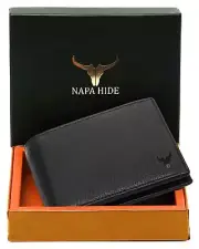 NAPA HIDE Tan Crunch Leather Wallet for Men- Men's Wallet (Black )