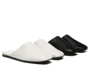 EVERAU® Women Slides Leather Flat Wafaa - Black / AU Ladies 8 / AU Men 6 / EU 39