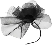 [Ipetboom] Mesh Plume Fascinator Headpiece Elegant Hair Clip Headband Tea Party Hair Decor Versatile Event Accessory