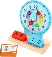 Kisangel 1Set Wooden Clock Educational Interactive Learning Clock for Recognition Safe and Sturdy Wood Material for Boys and Engaging Parent Activity