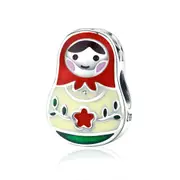 Silver plating Colorful Matryoshka Beads Charms Fit Women Bracelets & Bangles Jewelry