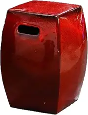 New Chinese-Style Square Ceramic Stool, Drum Stool, Shoe-Changing Stool, Retro Nostalgic Drum Stool for Study Guzheng.(Red)