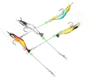 Totority 4pcs Luminous Shrimp Fishing with Hooks Soft Baits for Freshwater Saltwater Fishing Easy to Carry Store Durable Flexible Design for Enhanced Catching