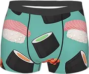 [FSCEV] Sushi Men's Food Pattern1 Boxer Briefs - Soft Stretch Everyday Wear Boxer Briefs - Black, Large, Black/White, L