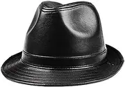 [CVMRBY] Winter Hats,Men's Leather Jazz Cap Sheeepskin Fedoras Hat Big Brim Hat Autumn and Winter