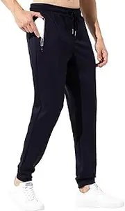 [Arjen Kroos] Mens Jogger Gym Pants with Zipper Pockets Lightweight Workout Sweatpants Casual Joggers Outdoor Activities Sport Track Pants