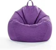 SYRAD Stuffed Animal Storage Bean Bag Chair Cover (No Filler), Linen Cloth Lounger Seat for Adults, Teens - Purple, XXL