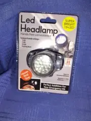 LED HEADLAMP HAND-FREE CONVENIENCE 19-LED 4 MODES SUPER BRIGHT 3-AAA BATTERIES