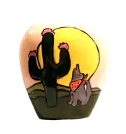 ++=Western L*538 -52.784 Ceramic "HOWLING TO THE MOON" SOUTHWEST VASE