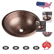 16-Inch Hand Hammered Pure Copper Dual Mount Bathroom Sink - Oil Rubbed Elegance