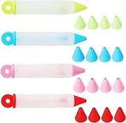 Silicone Food Writing Pens,4Pcs Cookie Cream Pastry Decorating Pens,Silicone Cake Decorating Pens Cookie Icing Chocolate Decorating Pens,Silicone Food Writing Pens,Silicone Icing Pen Cake Writing Pens