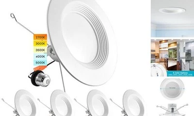 5/6 Inch LED Recessed Retrofit Downlight, 14W=90W, CCT Color Selectable 2700K