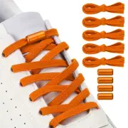 No Tie Shoelaces Tieless Elastic Shoe Laces 5Pcs with 4 Metal Buckles, Orange