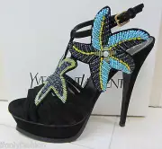 NIB YSL Yves Saint Laurent TRIBUTE 105 Platform BEADED STARFISH T STRAP Shoes 39