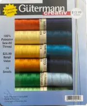 Gutermann Sew-All Polyester Colorful Thread Set - 14 Spools, 100m/110yds, NEW