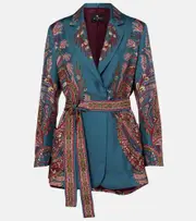 [Etro] Etro Floral printed silk blazer AU 10 blue