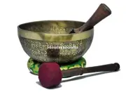 Mantra Carved Tibetan 10" Singing Bowls Comes With Mallet drum stick from Nepal