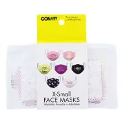 Conair Fashion Washable X-Small Face Mask with Zipper Mesh Bag, 7 Pack