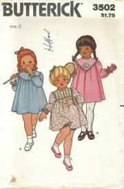 Butterick 3502 Toddlers' Mini Dress w Shaped Yoke & Panties Sz 3 UNCUT Pattern