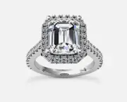 14k White Gold Certified 4.55Ct G VS2 Emerald Lab Grown Diamond Engagement Ring