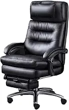 Ergonomic Office Chair Luxury Genuine Leather Office Chair Ergonomic Reclining Computer Seat for Bosses Supreme Comfort for Long Hours Work Desk Chair