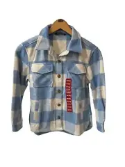 Members Mark Girls Blue Plaid Shacket Pockets Relaxed Fit Sz M 7/8 NEW