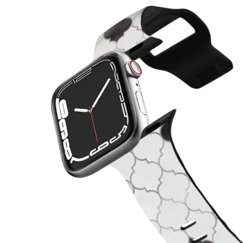Apple Watch Series 4-6, SE (40mm) Impact Band Chic black white silver quatrefoil geometric shape pattern
