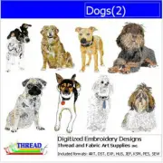 Embroidery Design Set - Dogs(2) - 8 Designs - 9 Formats - USB Stick