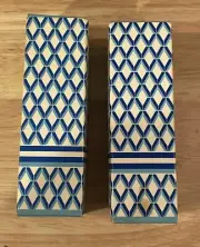 2 X Vintage Avon Blue Glass Bottle Sonnet Cologne Crystalpoint Salt Shaker 4.75"