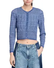 Sandro Glitter Crewneck Cardigan Sweater