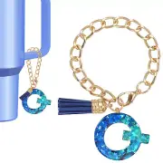 Letter Charm for Stanley Tumbler Cup Initial Q Charm Accessories Keychain Blue