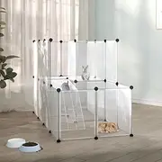 Small Animal Cage with Platform and Ladder, Pet Hutch for Small Animals, Bunny, Guinea Pig, Ferret, Easy to Assemble and Store, Transparent 142x74x93 cm PP and Steel
