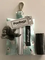 Dog Poo Bag Holder - Handmade - Aqua Frenchie