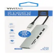 Vivitar Multi-Port USB Hub with SD, Micro SD and Compact Flash Card Reader