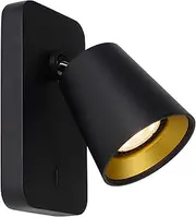 Lucide Wall Spotlight, Aluminum, 5 W, Black, Matt Gold/Brass