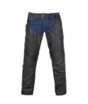 Distressed Brown Cowhide Leather Men's Motorcycle Biker Back Lacing Chaps
