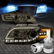 SMOKED PROJECTOR HEADLIGHT+CORNER LAMP+WHITE LED H7 HID W/FAN FOR B7 05-08 S4/A4 (for: Audi)