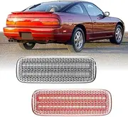 USR 89-94 S13 Rear Side Marker Light – Back Parking Lamps (Left + Right) Pair - Compatible with 1989-1994 Nissan 240SX, 180SX, Silvia, Pig Nose / 93-97 Altima All Models (CLEAR LENS with RED LED)