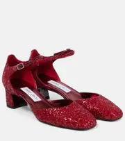 [Jimmy Choo] Jimmy Choo Pixie 45 glitter pumps AU 4 red