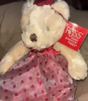 NWT.Russ Berrie Plush Bear Claudette Valentines Day LOVE HEARTS Cute adorable