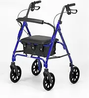 Days 105 Wheeled Rollator, Mobility Aid for Disabled or Elderly, Lightweight, 8" Wheels, Blue