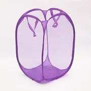 1x Laundry Basket Bin Storage Washing Bag Mesh Collapsible Foldable Hamper Purple