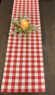 New Vintage Retro Farmhouse RED WHITE BUFFALO CHECK TABLE RUNNER 36"