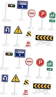Toyvian 20pcs Micro Traffic Sign Road Mini Traffic Teaching Cognition Traffic Signs Street Warning Signs Small Street Signs Traffic Sign Models Abs