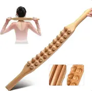 Wood therapy massage tool, massage stick, massage wooden stick, double row 20 bead point treatment back leg scraping tool