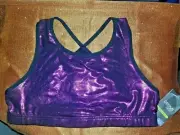 DANSKIN NOW GIRL'S CRISS CROSS FOILED BRA TOP PURPLE SIZE XXL(18)-NWT